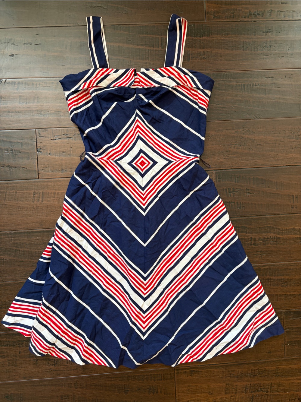 Vintage Navy Striped Sundress with Red & White Accents 4th of July Summer 90’s - Picture 3 of 10